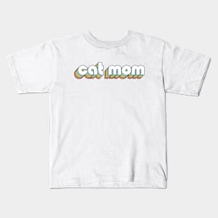 Cat Mom - Retro Rainbow Typography Faded Style Kids T-Shirt